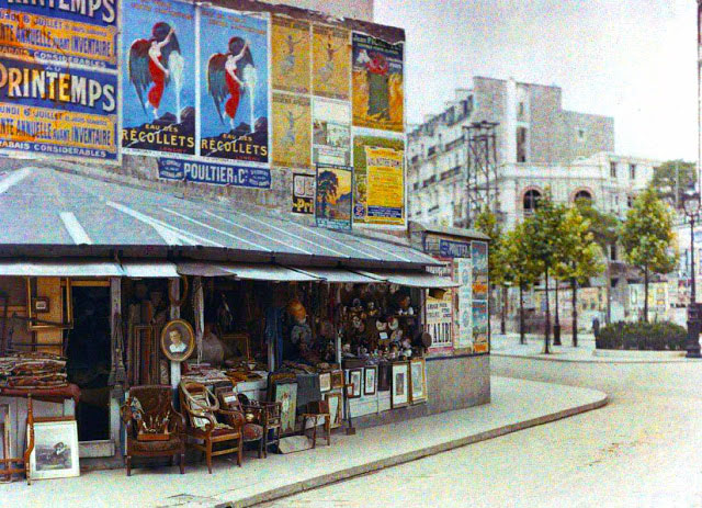 Старый Париж: редкие цветные фото - уличная торговля