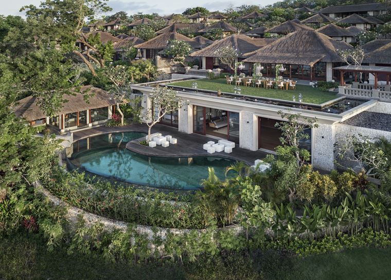 Four Seasons Resort Bali at Jimbaran Bay - открытый бассейн с виллой