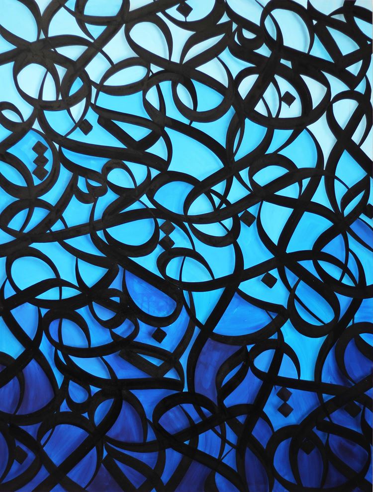 Выставка «Love Paris» художника эЛь Сида в Le Royal Monceau-Raffles - картина синим цветом