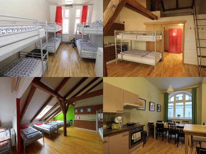Лучшие хостелы Праги - Hostel One - деревянный интерьер с металлическими двухъярусными кроватями