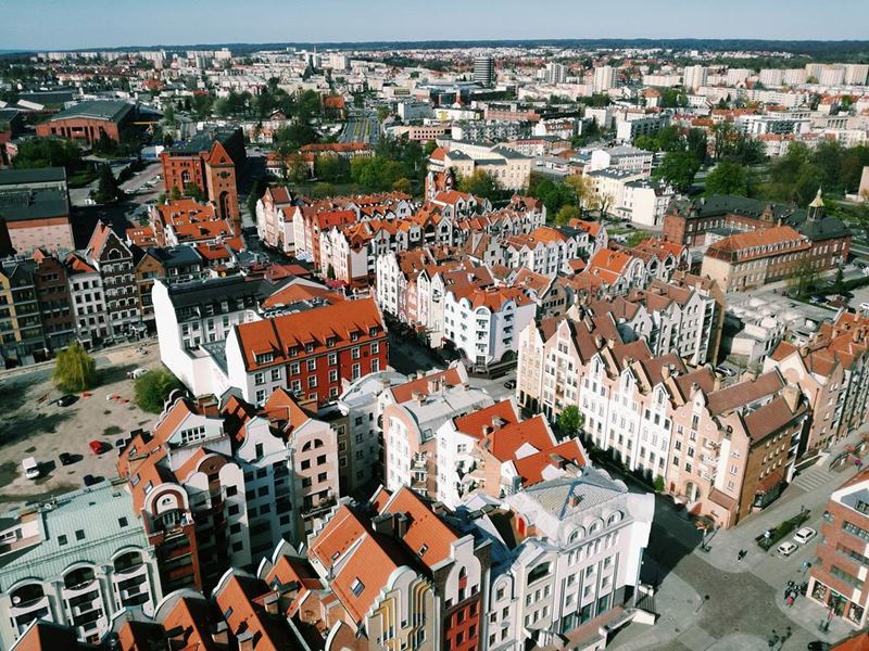 Крупные и красивые города Польши - Вид сверху на Эльблонг 