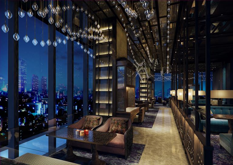 Four Seasons Hotel Kuala Lumpur - бар-ресторан с видом на панораму города 