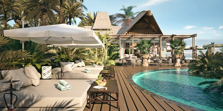 Искусство гастрономии на новом курорте JOALI Maldives - бар на пляже у бассейна