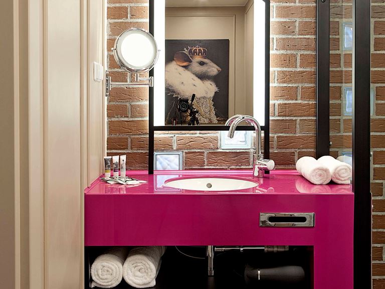 Mercure Калининград Центр - ванная комната с розовой раковиной 